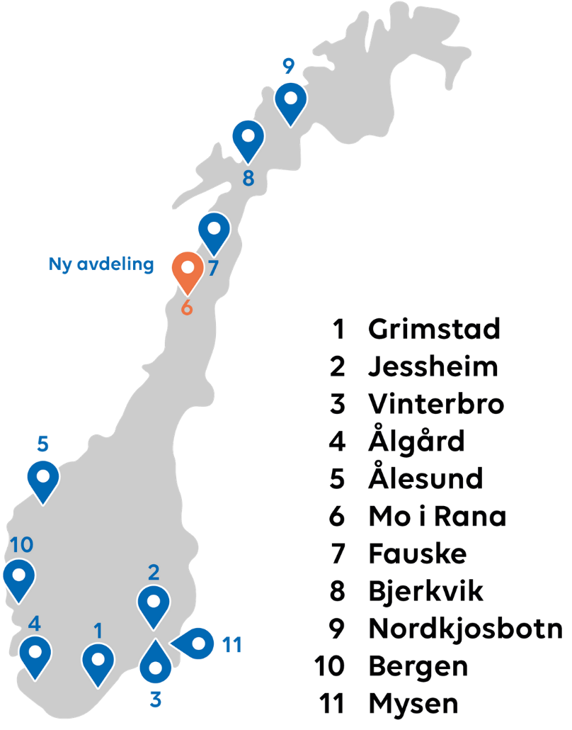 kart Ferda sine avdelinger